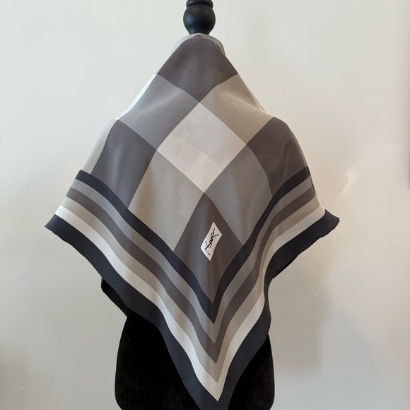 YSL Checkered Lightweight Silk Scarf - Picture 7 of 9